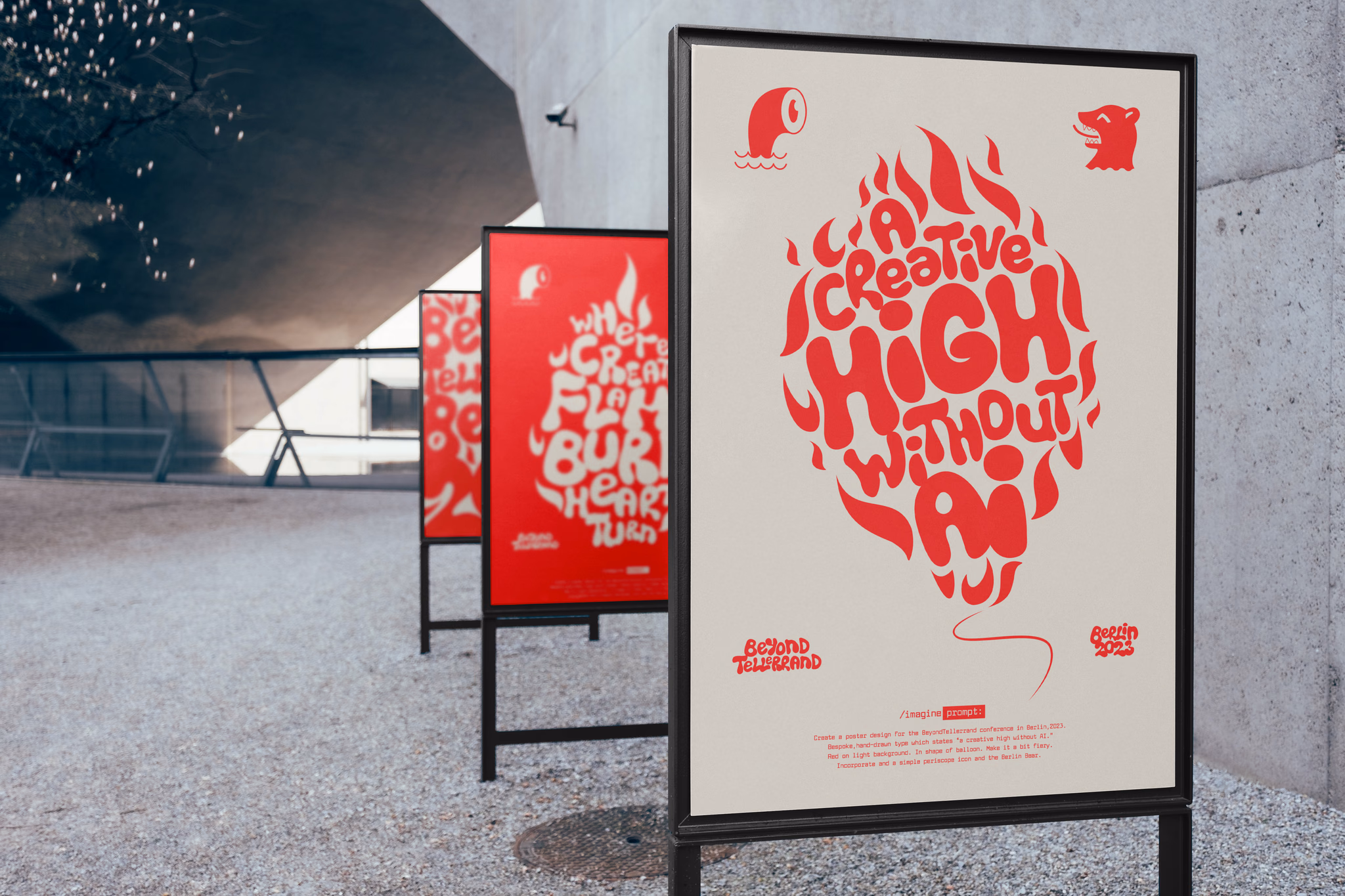 Beyond tellerrand posters outside in frames