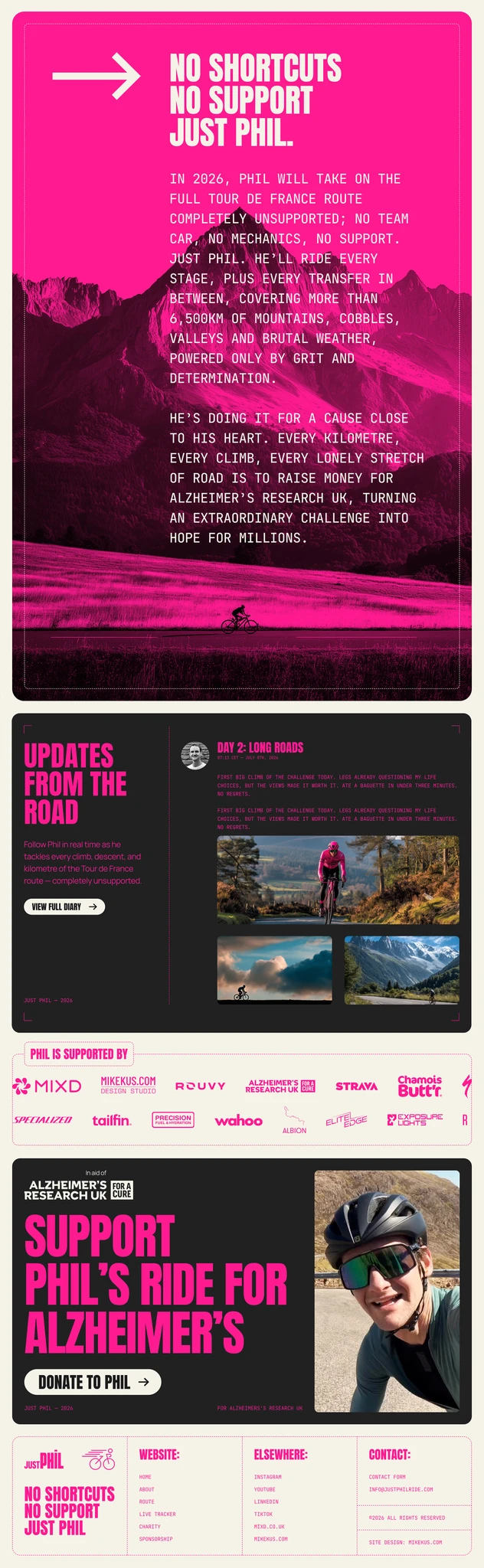 Just Phil website homescreen
