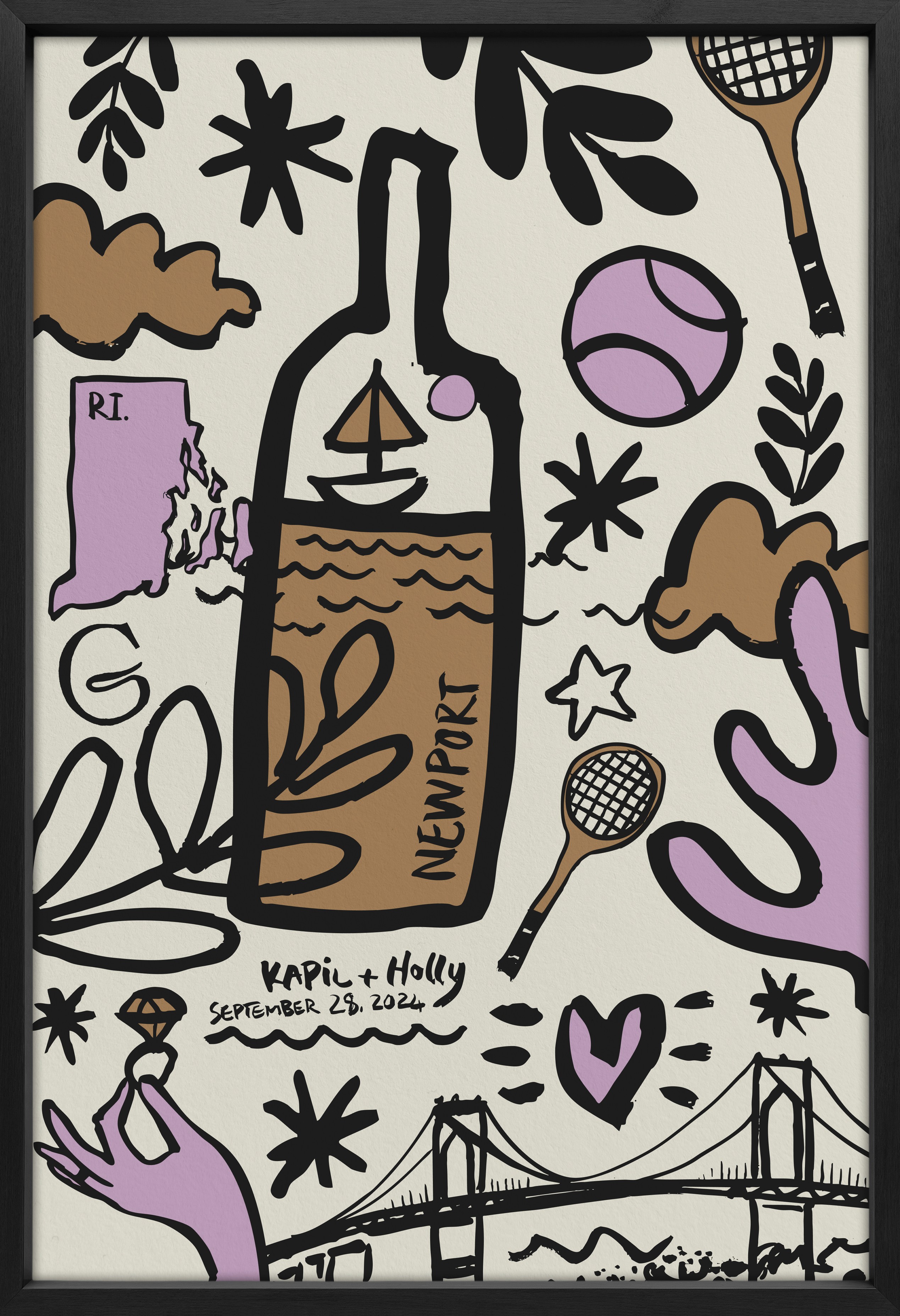 Kapil & Holly wedding print containing items related to the special day.
