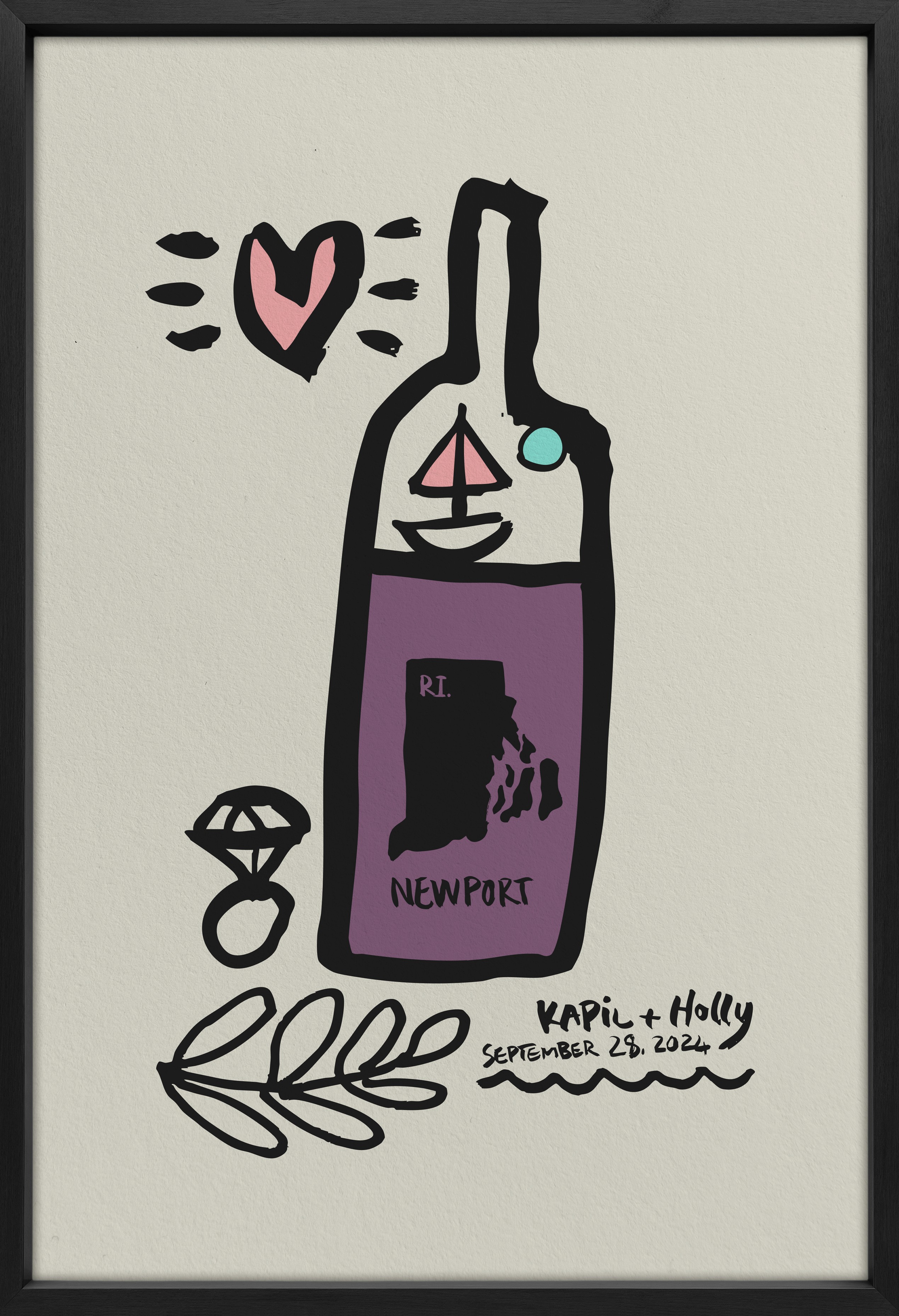 Kapil & Holly wedding print containing items related to the special day.